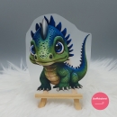 "Dino blaue Zacken" Bügelbild  (ca. 14cm X 11cm)